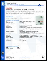 Thumbnail of document Data Sheet - OWL Series Data Logger